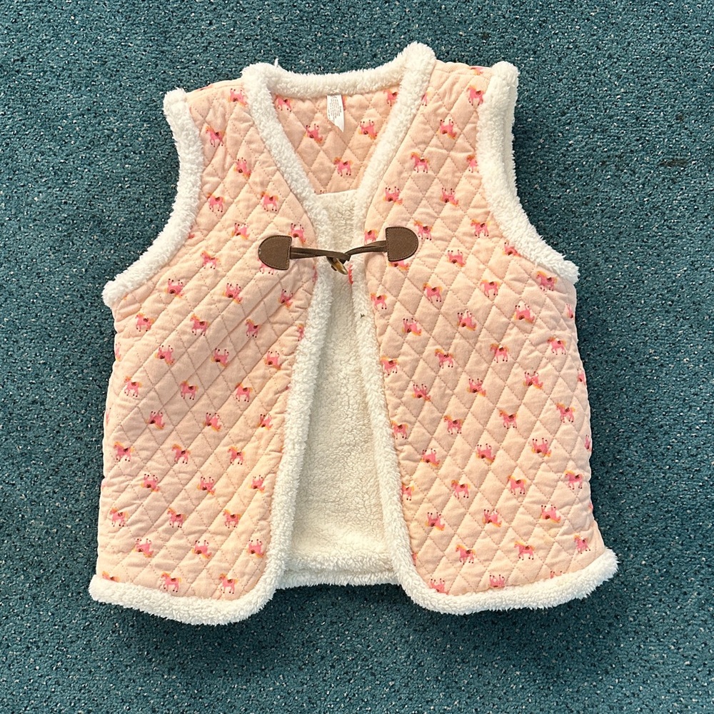 Matilda Jane Quilted Vest with pink horses Heart to Heart Size 12